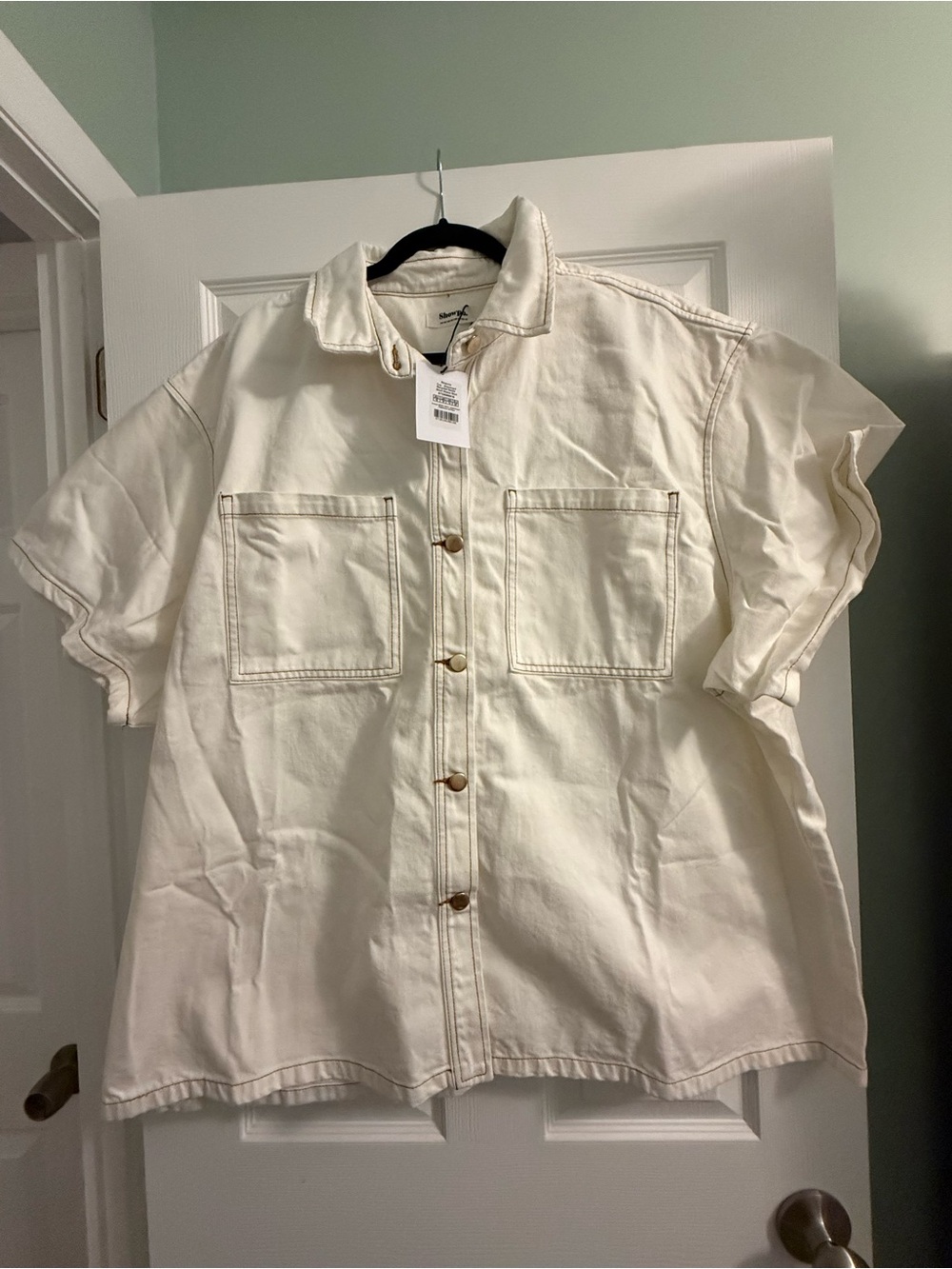 Showpo Cream Short Sleeve Utility Shirt and short set with Contrast Stitching